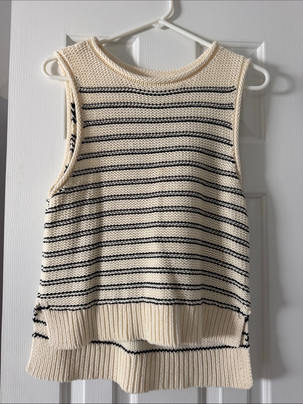 Lucky Brand Cream and Black Striped Knit Tank